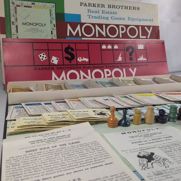 Vintage Monopoly Parker Brothers 1961 Real Estate Trading Board Game Equipment - Picture 11 of 16